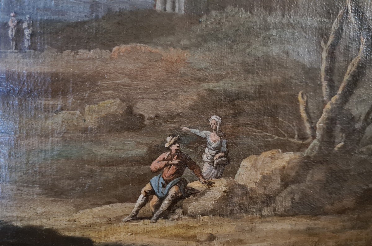Paire De Toiles Italie Milieu Du XVIIIème Att Giacomo Van Lint (1723-1780)- Environs De Rome-photo-1