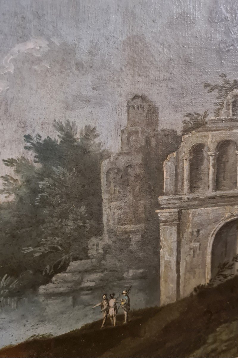 Paire De Toiles Italie Milieu Du XVIIIème Att Giacomo Van Lint (1723-1780)- Environs De Rome-photo-4