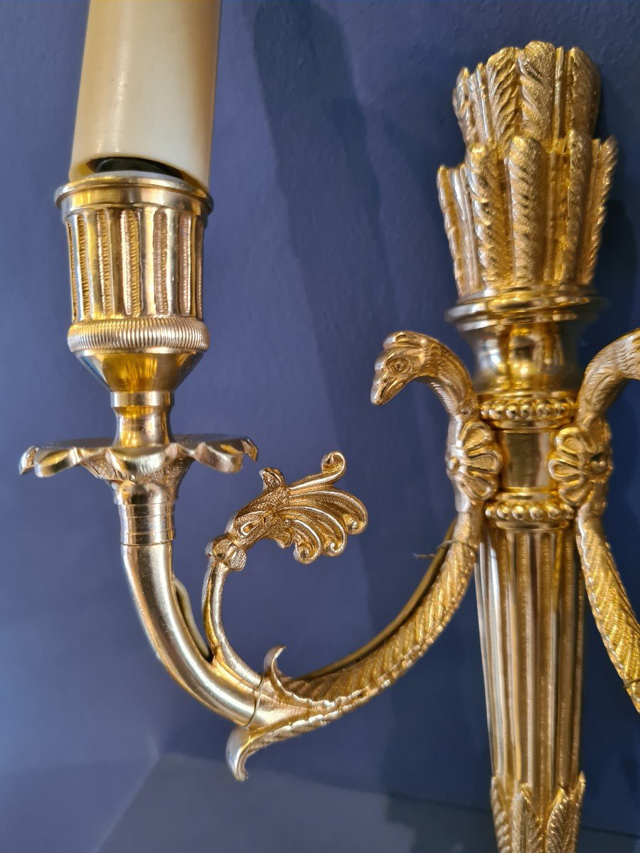 Pair Of Wall Lamps With 2 Arms Of Light Louis XVI Style - Maison Tisserant - Prov Hotel Meurice-photo-3
