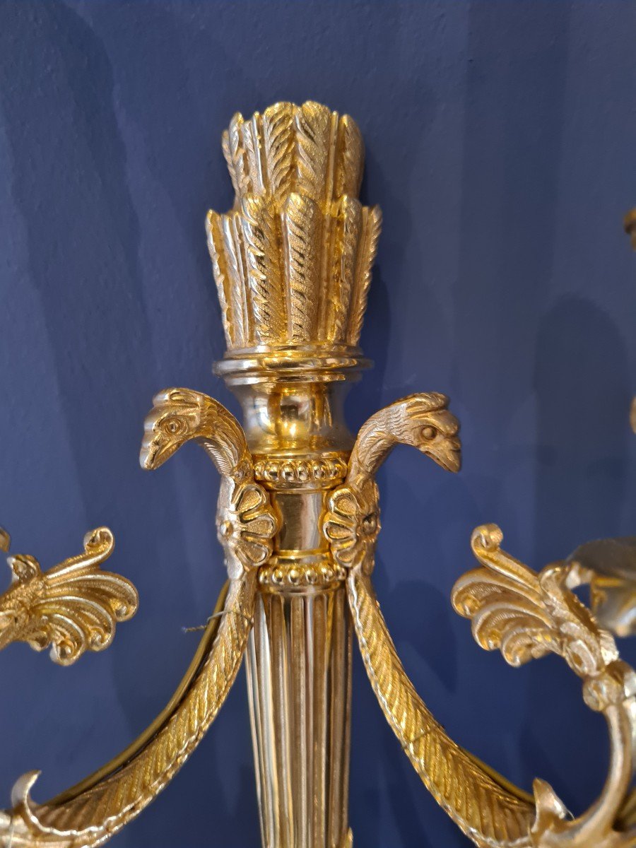 Pair Of Wall Lamps With 2 Arms Of Light Louis XVI Style - Maison Tisserant - Prov Hotel Meurice-photo-4