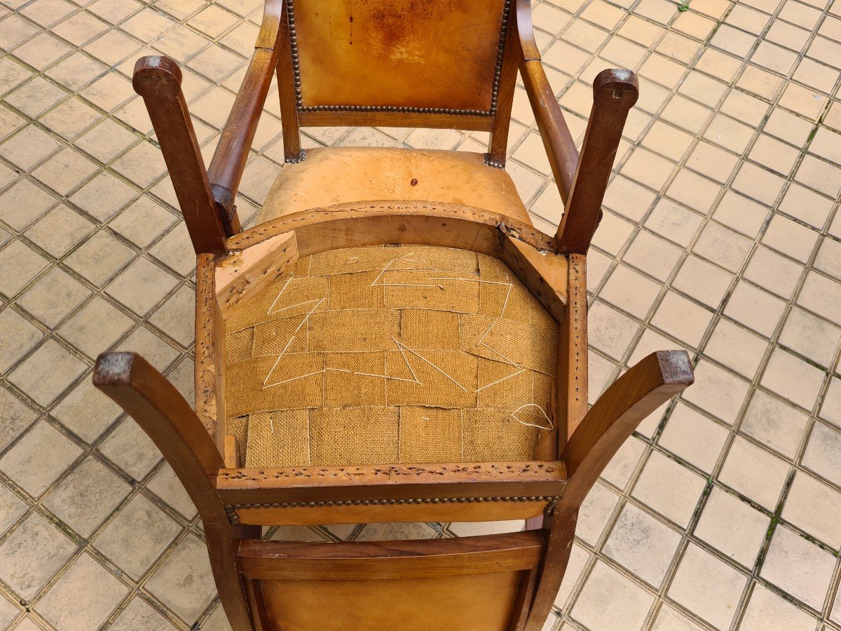 Pair Of Consulate Period Armchairs (1800-1804), Mahogany And Mahogany Veneer.-photo-2