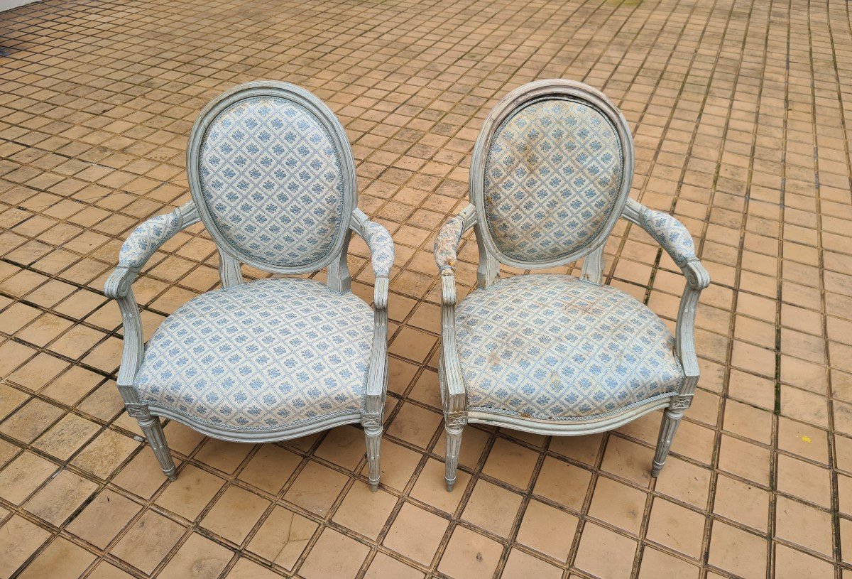  G .jacob (reçu Maitre En 1765) Paire De Fauteuils époque Louis XVI