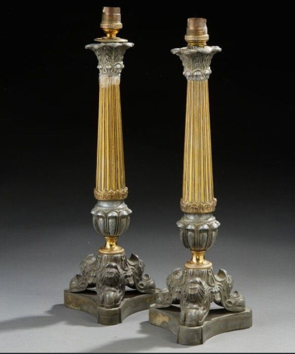 Pair Of Restoration Period Candlesticks, Circa 1830.