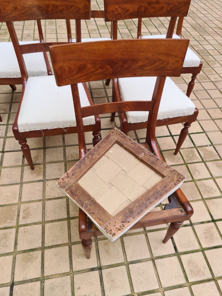 Belle Suite De 6 Chaises En Acajou Massif , Angleterre époque Regency , Parfait état -photo-2