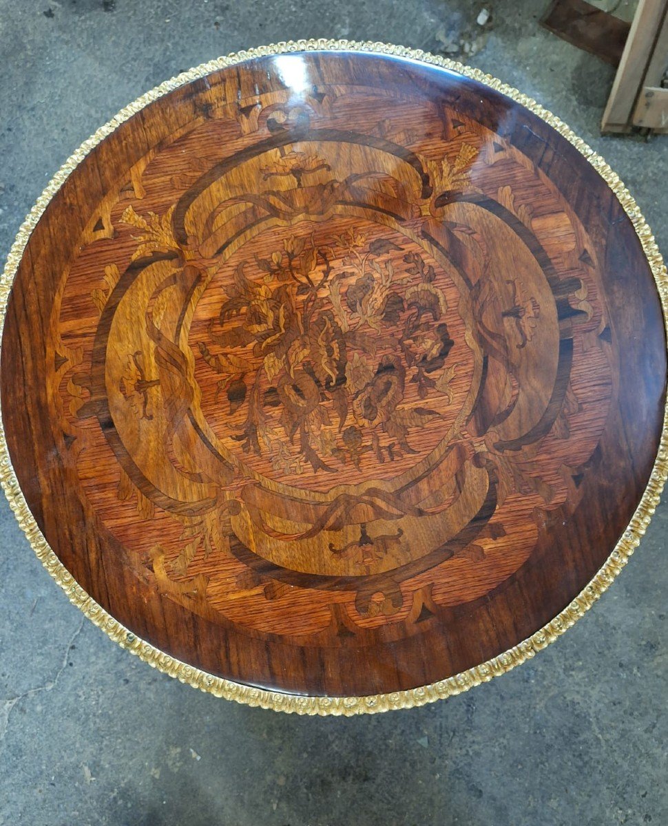 Circular Pedestal Table In Mahogany Veneer, Louis XVI Style, 1st Half 20th Century. -photo-3
