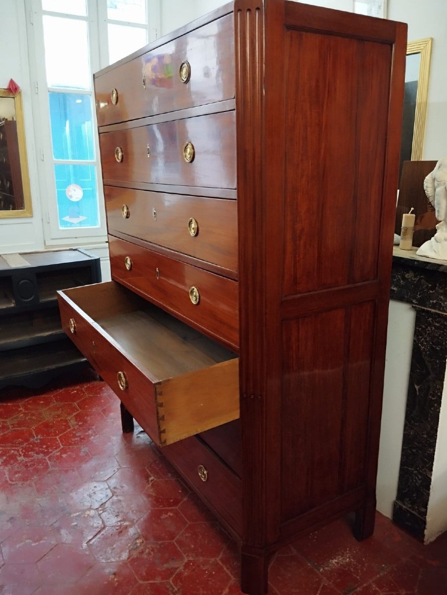 Weekly Cabinet In Molded Mahogany Opening With Seven Drawers, Stamped By Conrad Mauter, (1742-1810) -photo-3