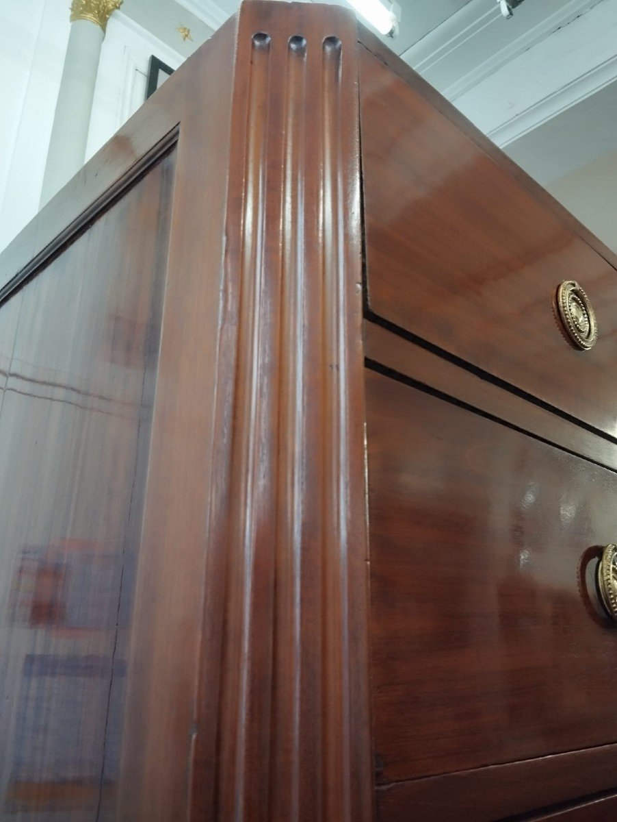 Weekly Cabinet In Molded Mahogany Opening With Seven Drawers, Stamped By Conrad Mauter, (1742-1810) -photo-4