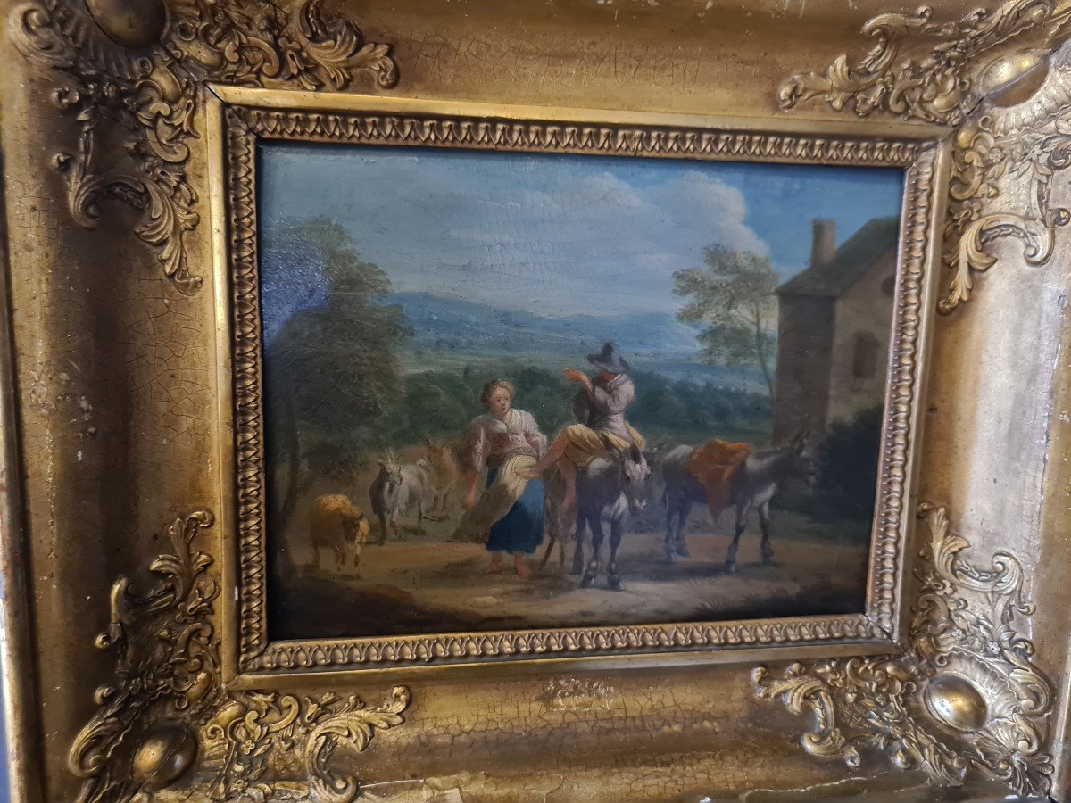 Paulus Potter (1625-1654) Suiveur De - Paire d'Huiles Sur Panneau . -photo-4