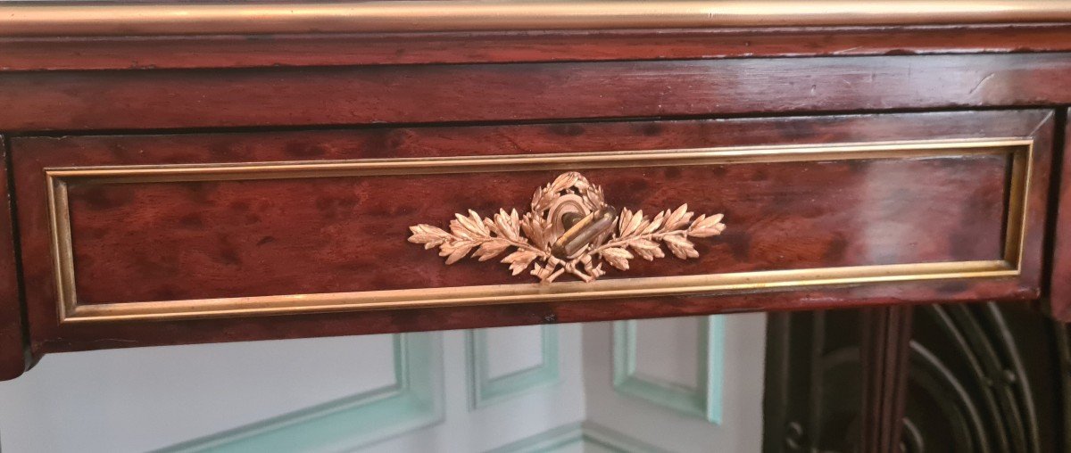 Grohé (1808-1885) - Bureau Plat En Acajou Moucheté - -photo-1