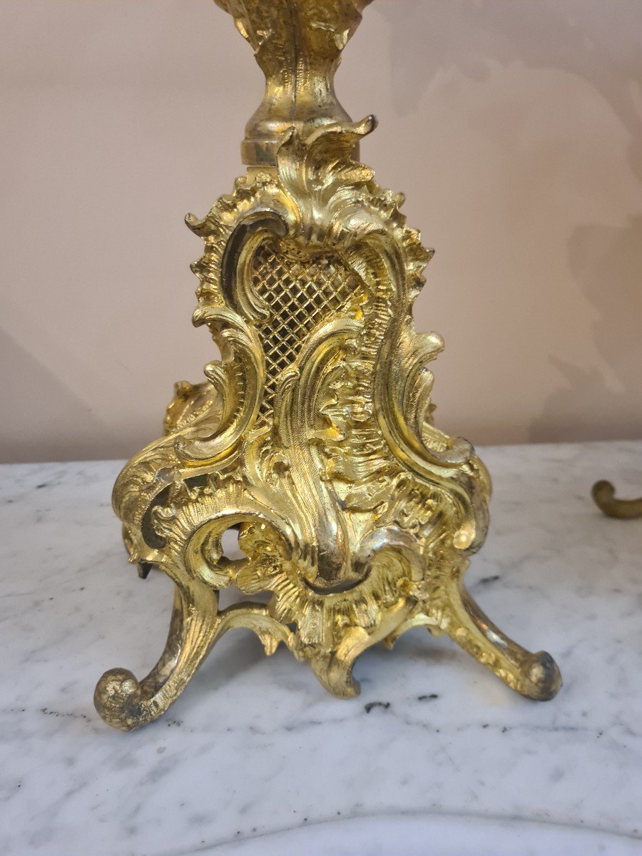 Importante Garniture De Cheminée En Bronze Doré Style Louis XV , Fin XXème -photo-2