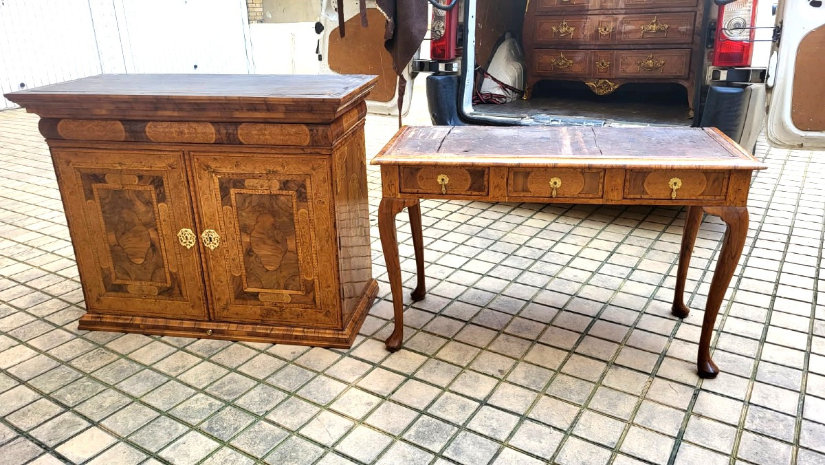 Cabinet Attributed To The Royal Maker Gerrit Jensen (1667-1715) In Seaweed Marquetry. Circa 170-photo-8