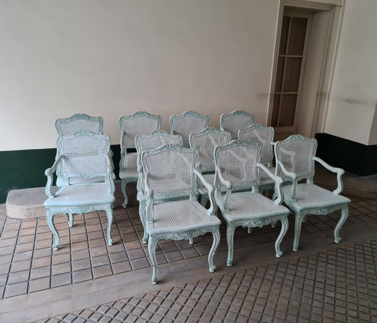 Set Of 11 Armchairs Sold Individually, Regency Style Circa 1900.-photo-3
