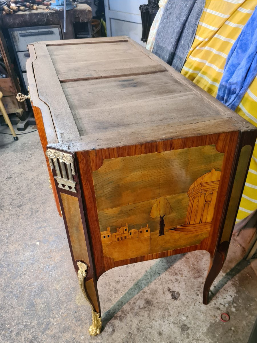 Transition Period Chest Of Drawers Stamped Petit And Boudin In Marquetry-photo-1