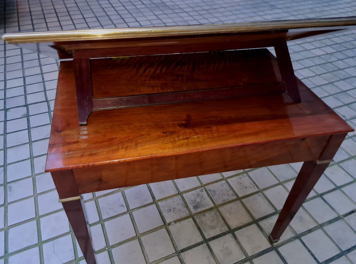 Small Mahogany Desk Or "à La Tronchin" Table, Directoire Period, Circa 1795.-photo-4