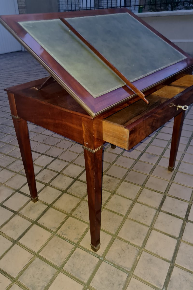 Small Mahogany Desk Or "à La Tronchin" Table, Directoire Period, Circa 1795.-photo-4