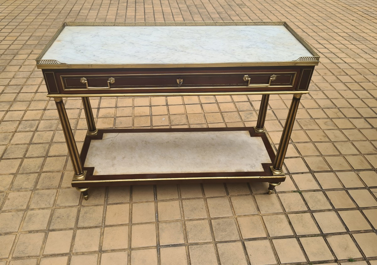 Console Desserte Louis XVI En Acajou Et Placage D’acajou- Fin XVIIIème . -photo-2