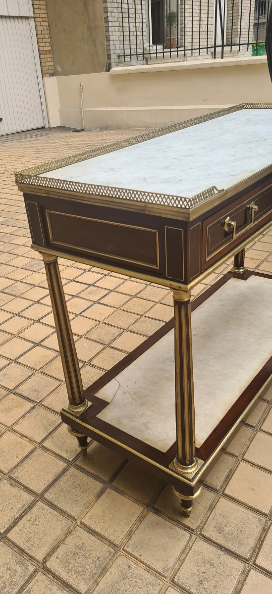 Console Desserte Louis XVI En Acajou Et Placage D’acajou- Fin XVIIIème . -photo-3