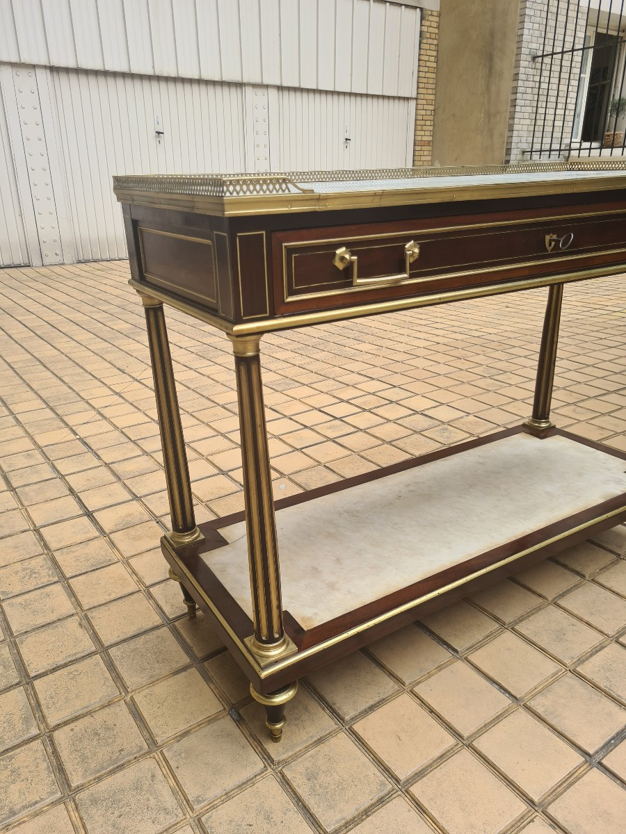 Console Desserte Louis XVI En Acajou Et Placage D’acajou- Fin XVIIIème . -photo-4