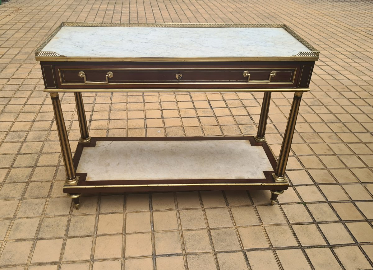 Console Desserte Louis XVI En Acajou Et Placage D’acajou- Fin XVIIIème . -photo-6