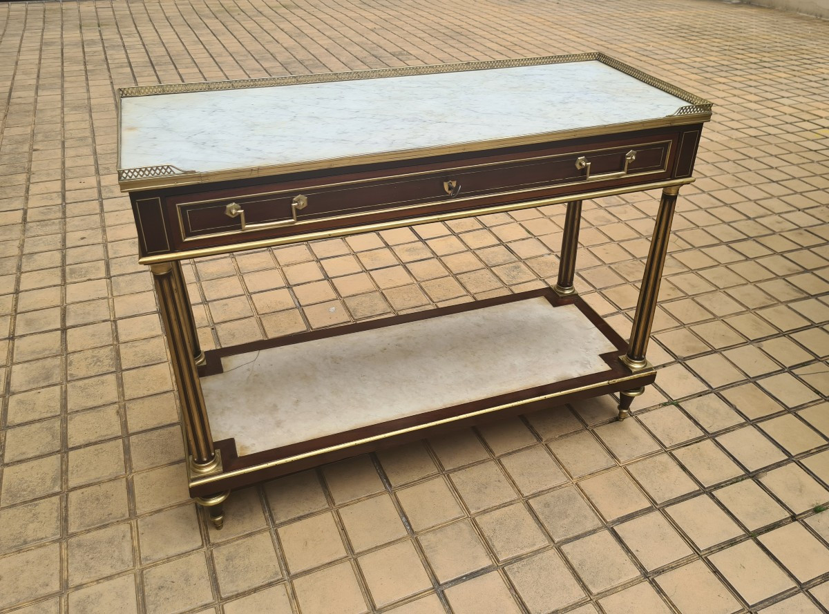 Console Desserte Louis XVI En Acajou Et Placage D’acajou- Fin XVIIIème . 