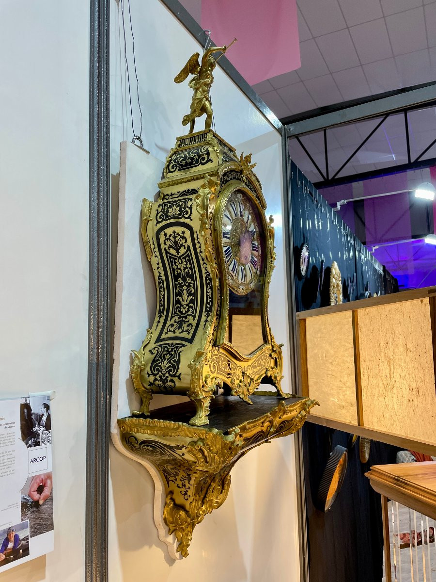 Louis XV Style Cartel And Console In Boulle Marquetry, Late 19th Century.-photo-1