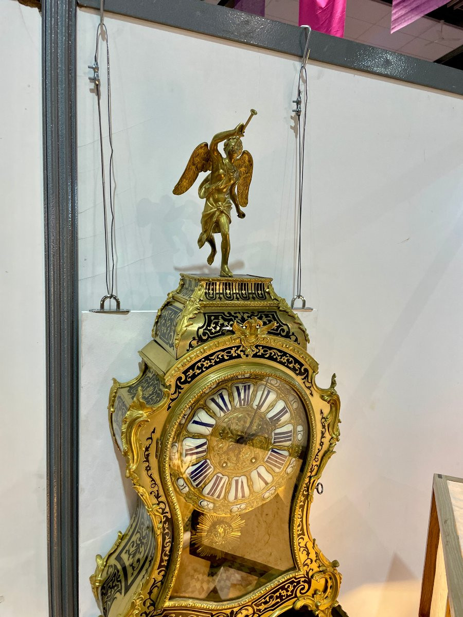 Louis XV Style Cartel And Console In Boulle Marquetry, Late 19th Century.-photo-3