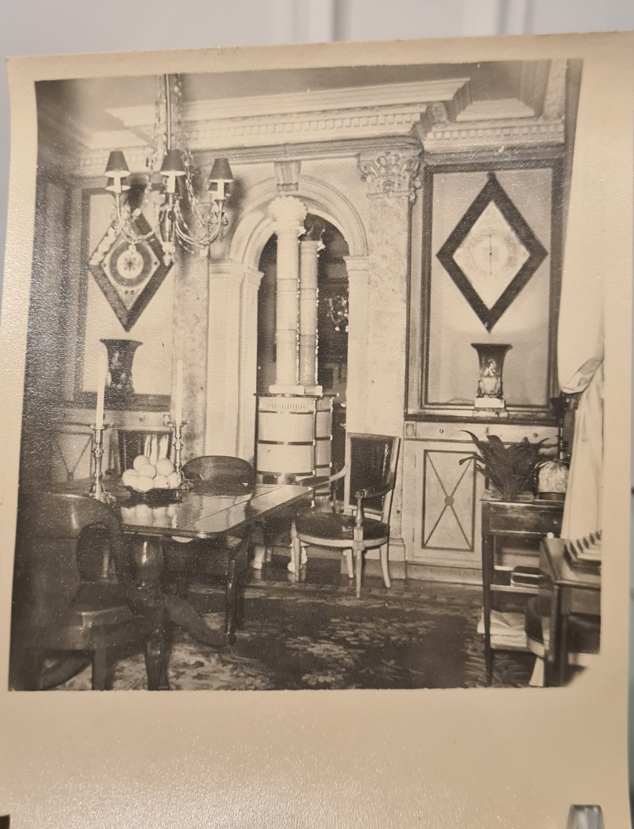 Paire de cartel et baromètre en verre églomisé époque Charles X - circa 1825-photo-2