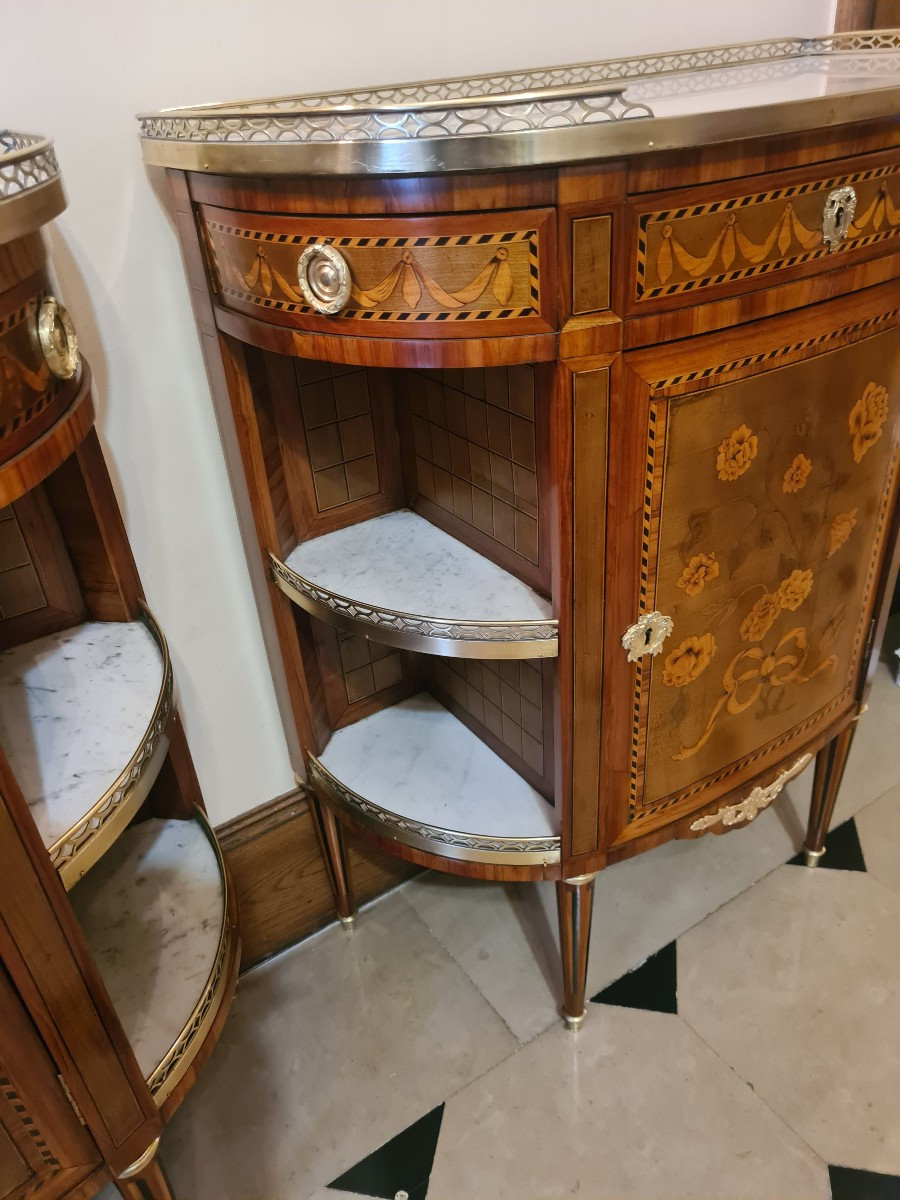 Paire de consoles  demi-lune dits « à l’anglaise , estampillées AME FOURNIER - Ep Napoléon III.-photo-4