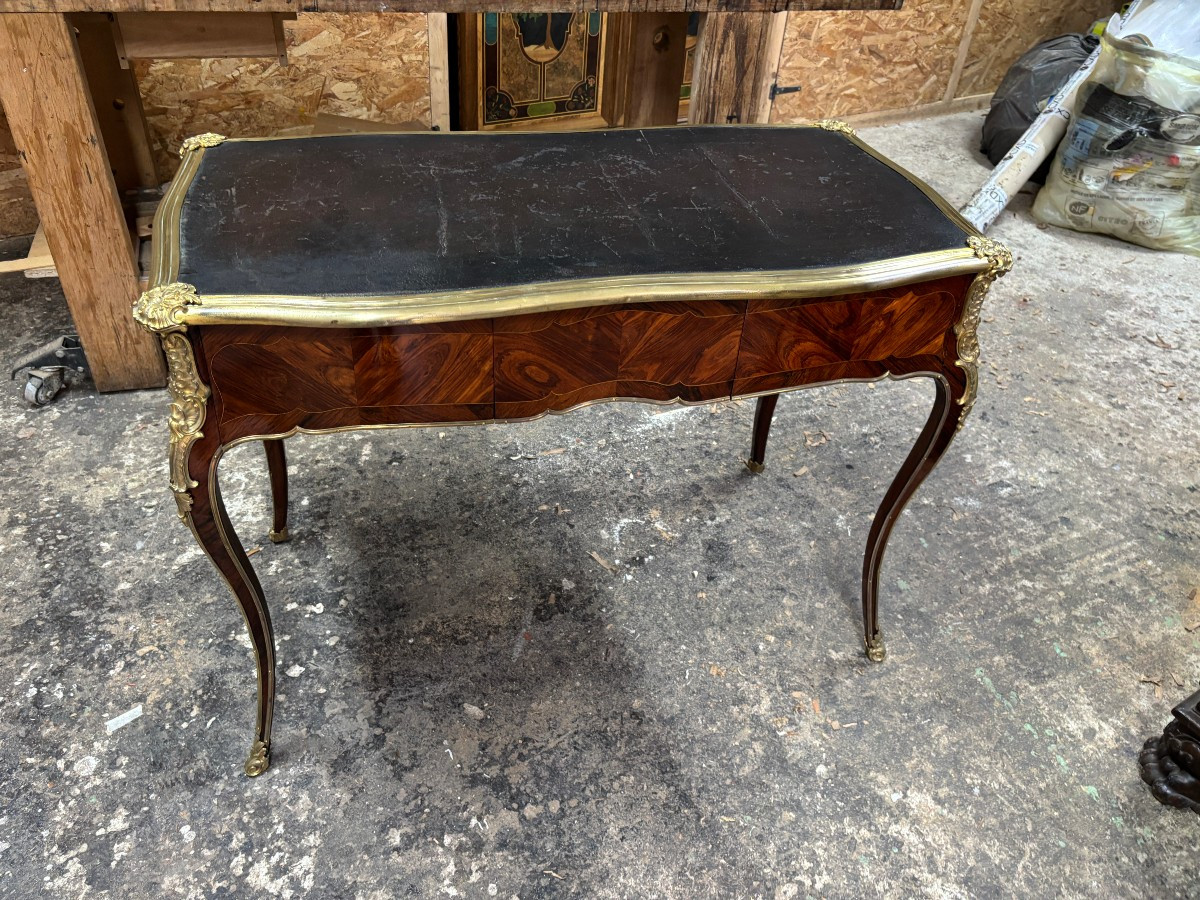 Louis XV Period Flat Desk In Violet Wood Veneer, Circa 1750-photo-2