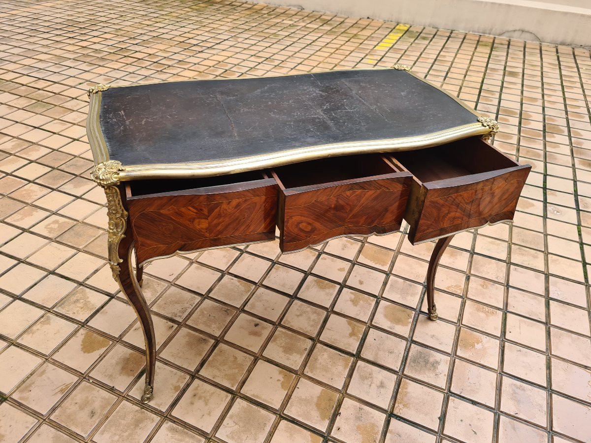 Louis XV Period Flat Desk In Violet Wood Veneer, Circa 1750-photo-3