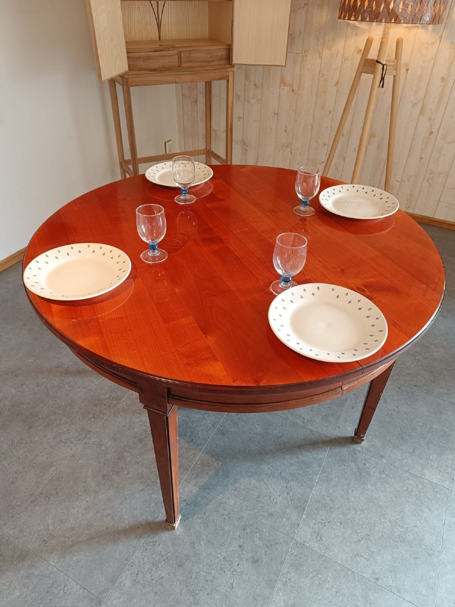 Table de salle à manger en bois exotique , teinté acajou . Première moitié du XXème siècle -photo-3