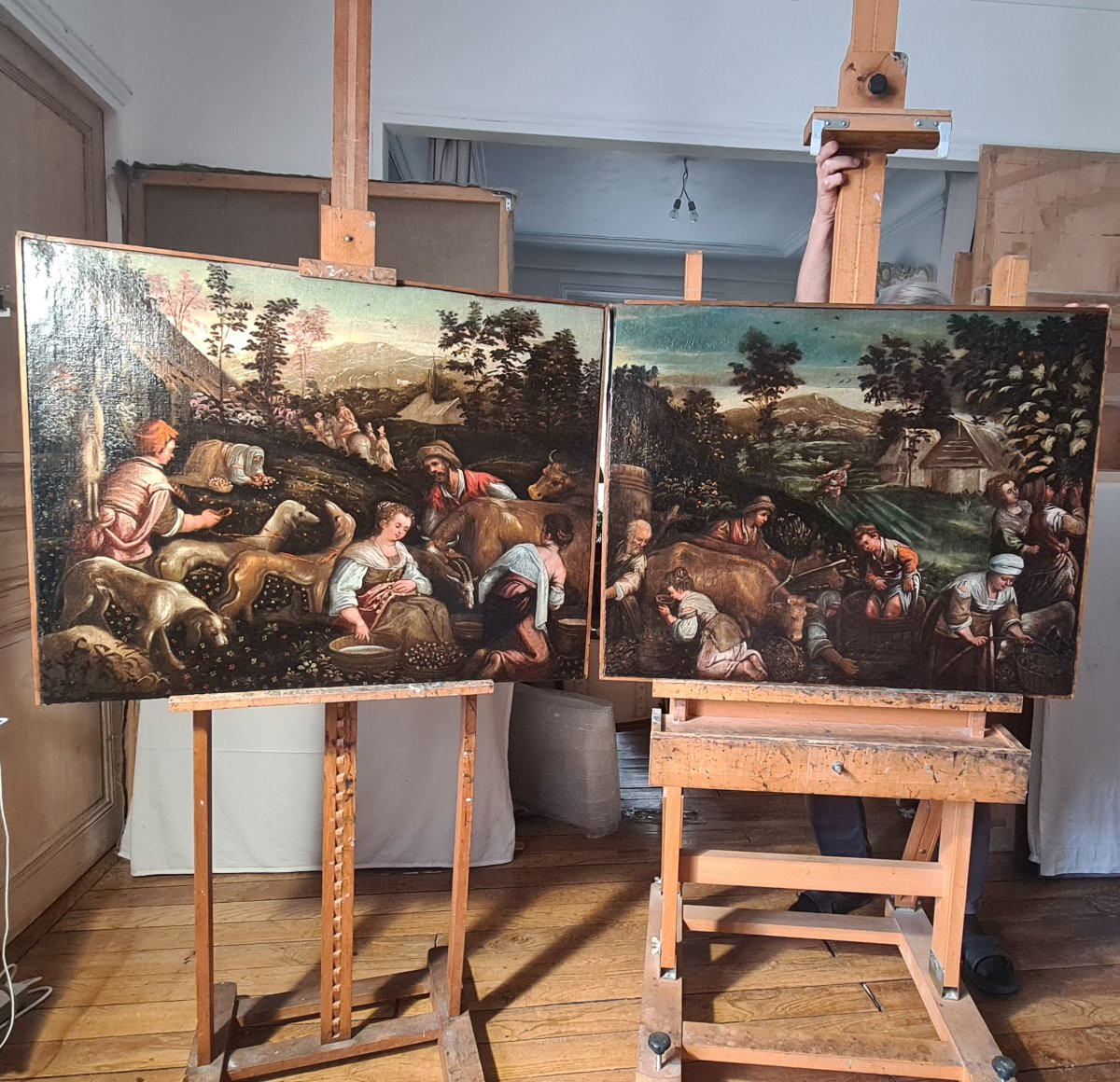 Venetian School, Bassano Workshop, Early 17th Century - Pair Of "the Grape Harvest And The Harv-photo-5