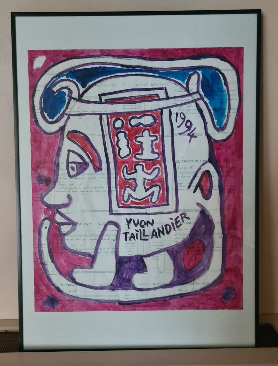 Yvon Taillandier (1926-2018) "Les figures en quittance" gouache 55x44cm - daté 1992-photo-3