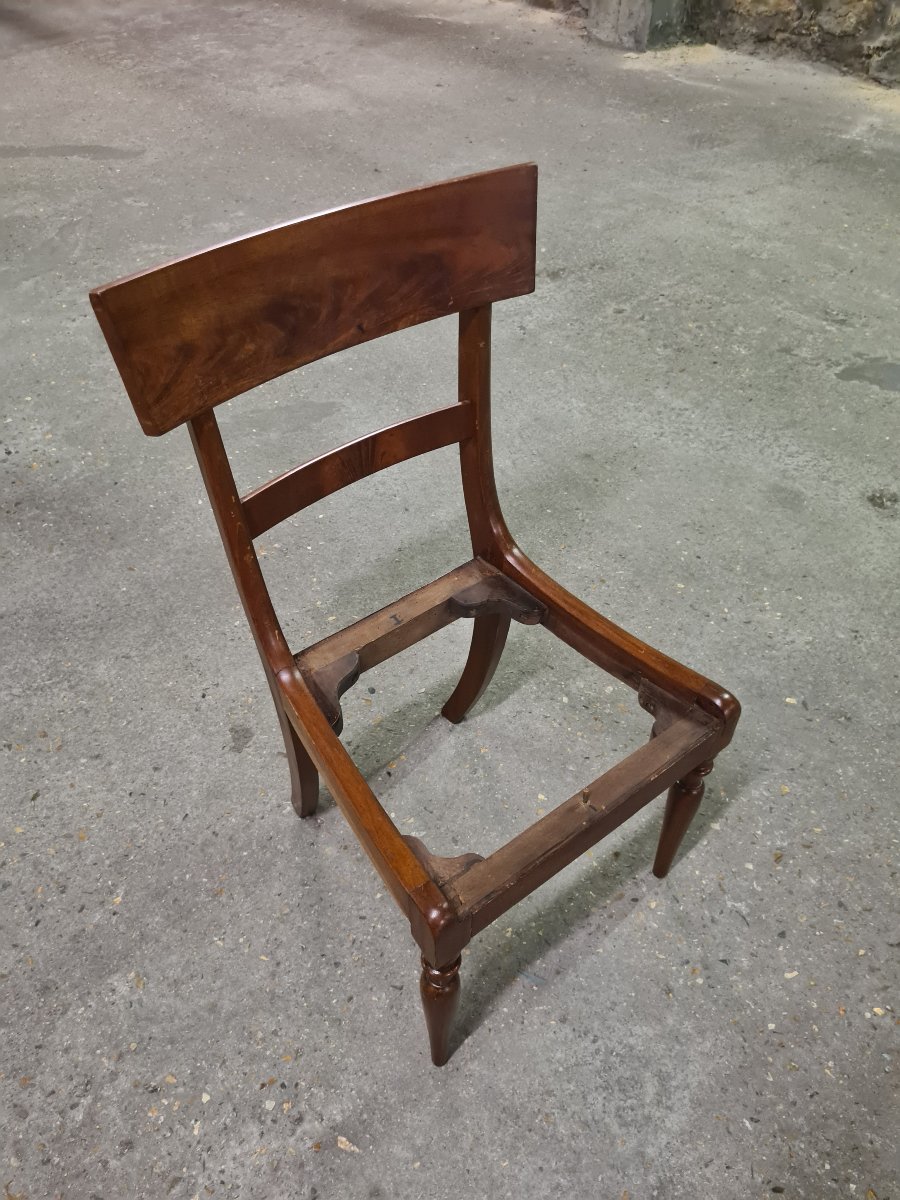 Suite De 6 Chaises En Acajou Massif , Angleterre XIXème , époque Regency , Parfait état-photo-2
