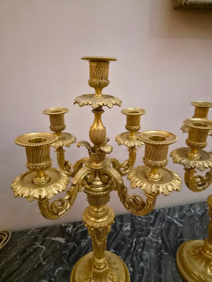 Paire de candelabres en bronze doré -photo-2