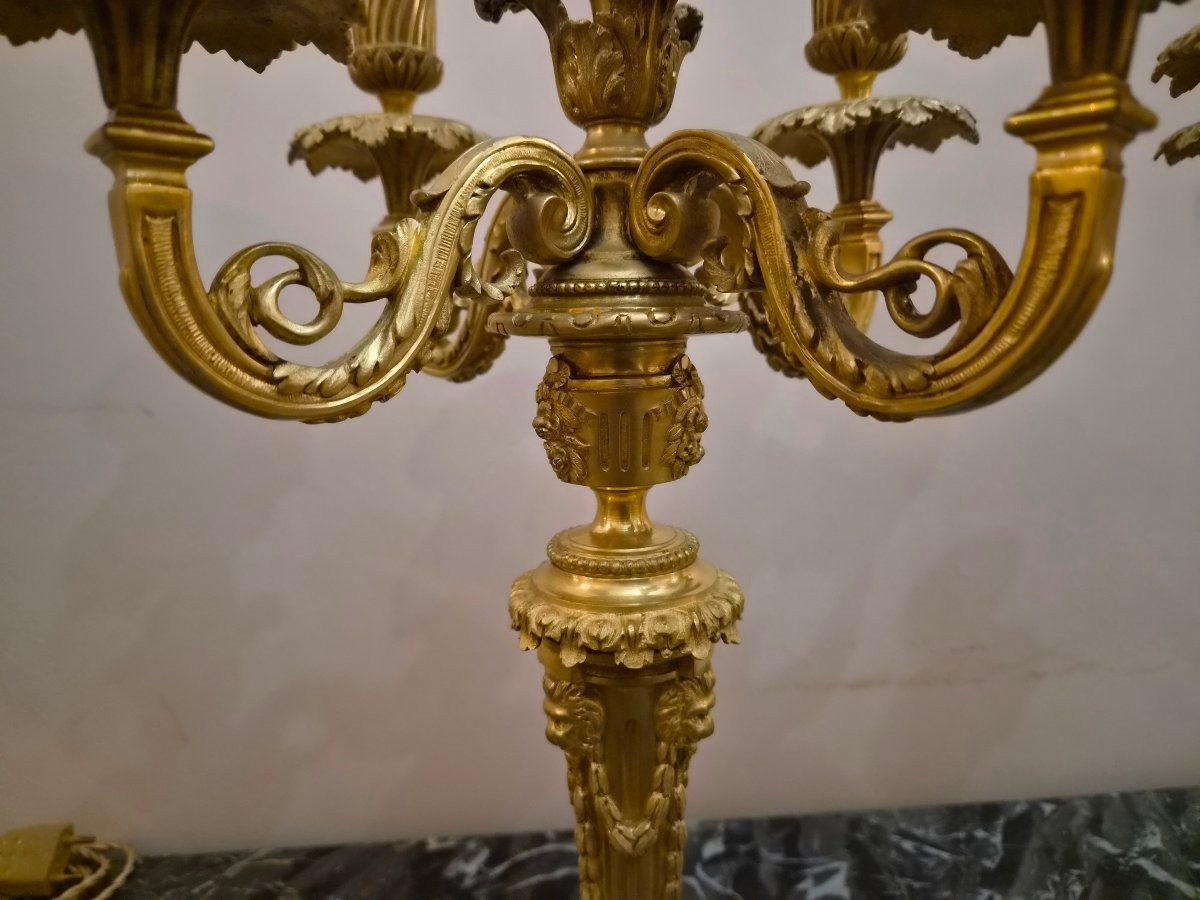 Paire de candelabres en bronze doré -photo-3