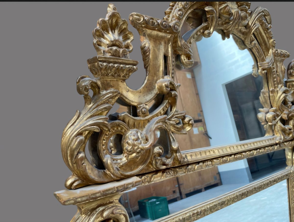 Miroir style régence en bois doré , 1ere moitié du XIXème -photo-2
