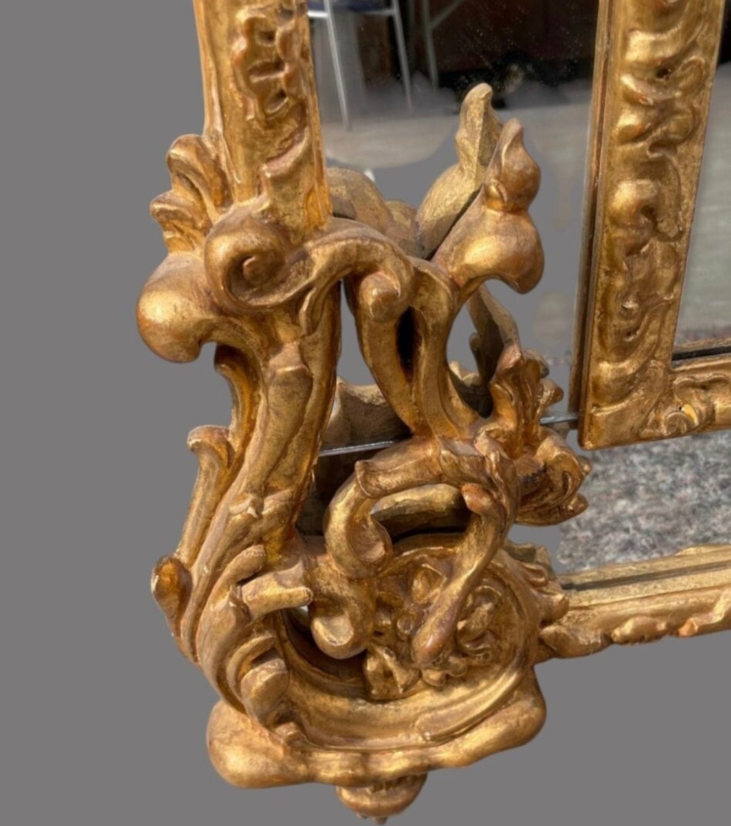 Miroir style régence en bois doré , 1ere moitié du XIXème -photo-4