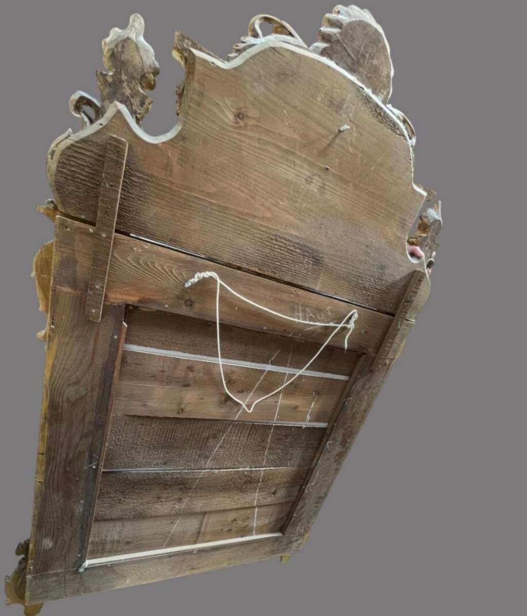 Miroir style régence en bois doré , 1ere moitié du XIXème -photo-1