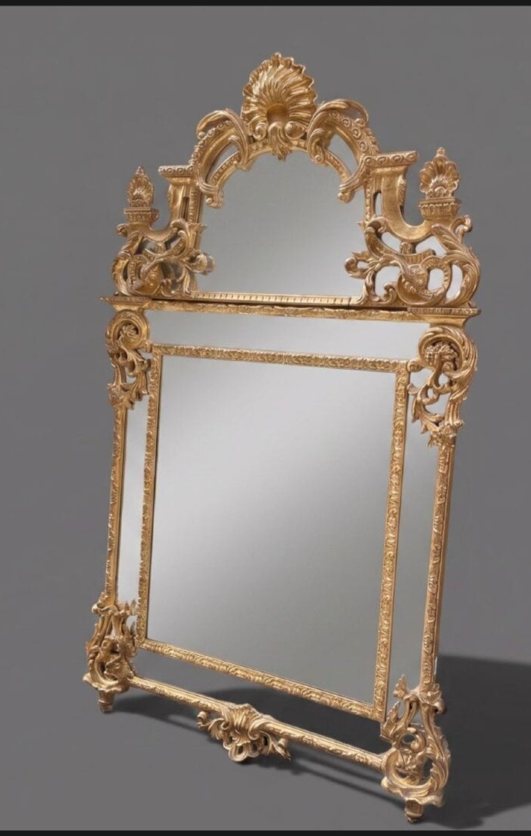 Miroir style régence en bois doré , 1ere moitié du XIXème -photo-3