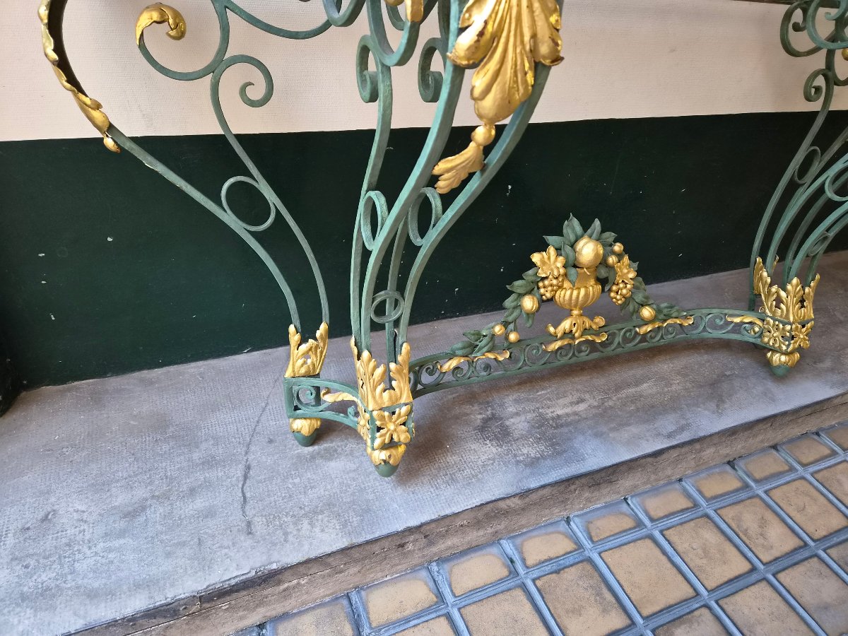 Wrought-iron Console Table, Second Half Of The 19th Century -photo-3