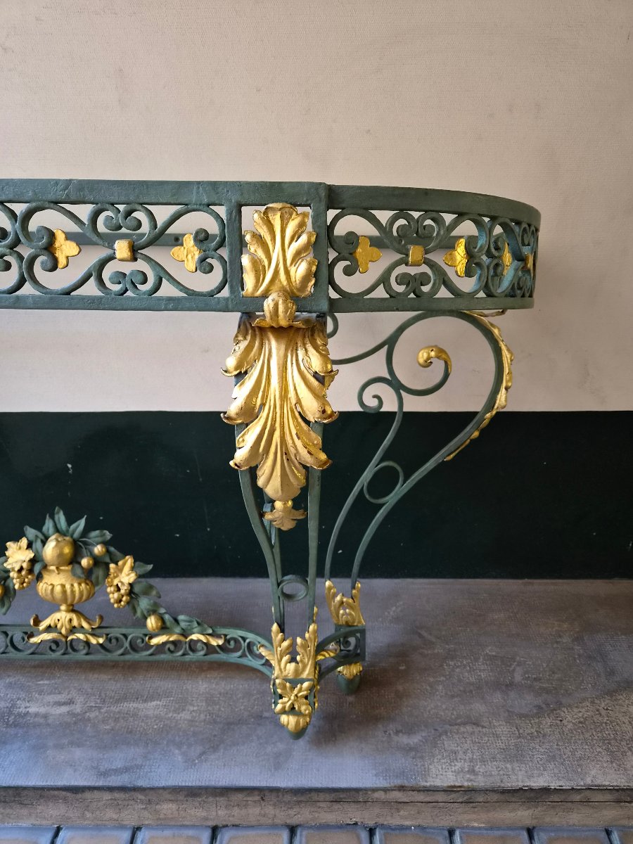 Wrought-iron Console Table, Second Half Of The 19th Century -photo-3