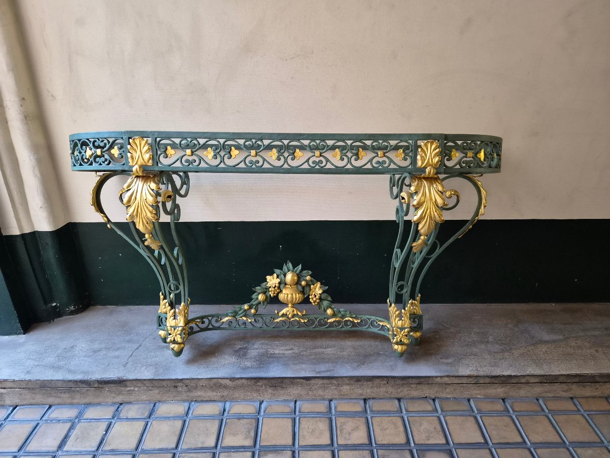 Wrought-iron Console Table, Second Half Of The 19th Century -photo-4