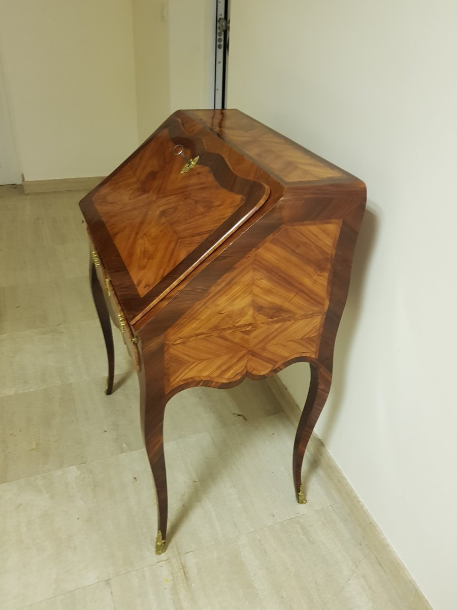 Slope Desk Louis XV Period, Around 1760, In Rosewood Veneer.-photo-1