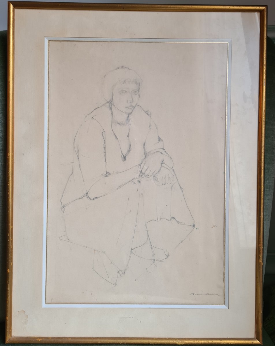 André Minaux (1923-1986) , Dessin 42x28cm , -photo-2