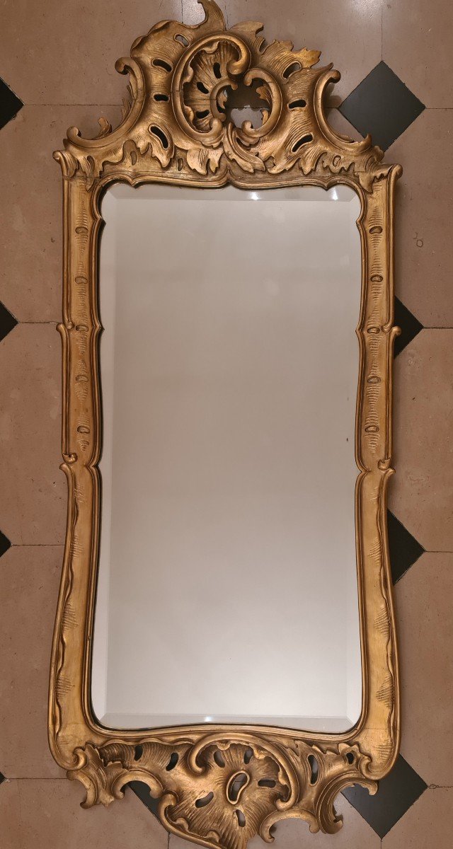 Miroir En Bois Doré Style Louis XV-photo-2