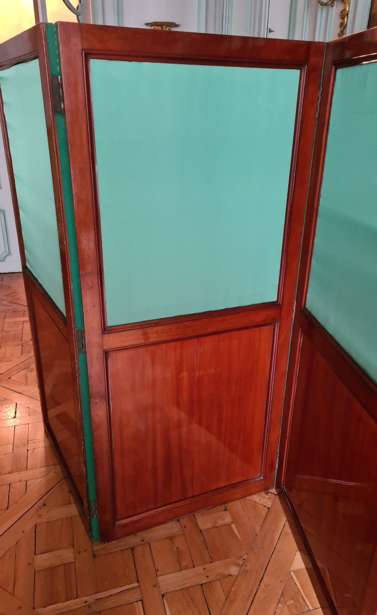 Elegant Paravent En Acajou De La Fin Du XVIIIÈme Ou Début XIXÈme -photo-4