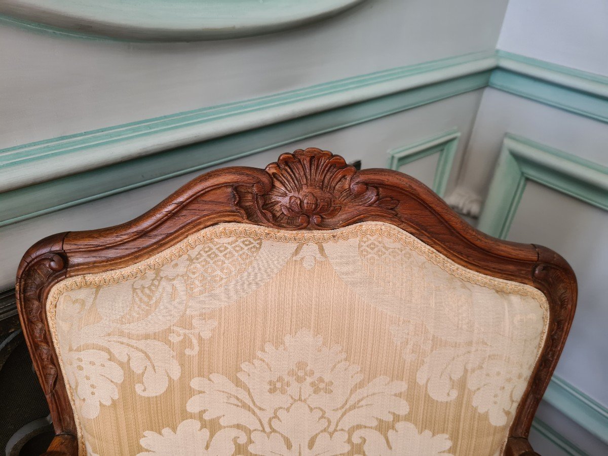 Paire de fauteuils à dossier plat ou à la Reine , style Louis XV-photo-4