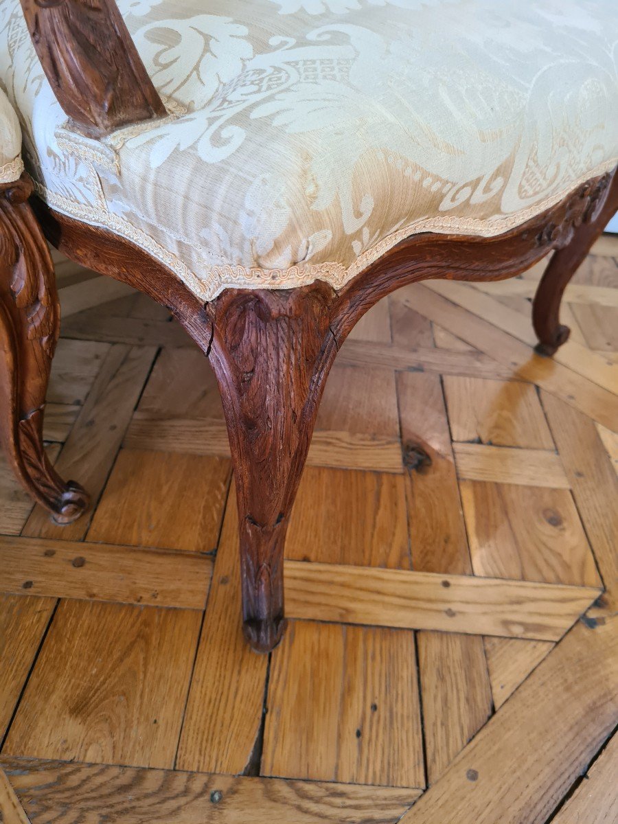 Paire de fauteuils à dossier plat ou à la Reine , style Louis XV-photo-2