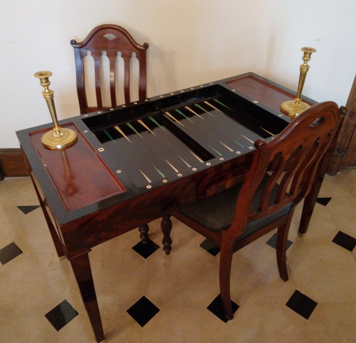 Table Tric-trac En Acajou Et Placage Acajou , Vers 1800, -photo-4